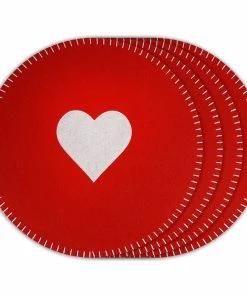 Brand new โค๏ธ Traditions Felt Heart Round Placemats Set/4 ๐งจ