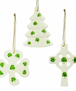 Best Pirce ✨ Traditions Porcelain Irish Tree, Cross & Shamrock Ornaments Set/3 ❤️