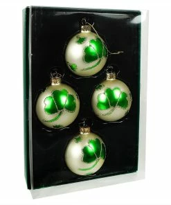 Cheap 👏 Traditions Shamrock Design Glass Ball Ornaments Box/4 🔥 -Traditions Shop GG0219Bb