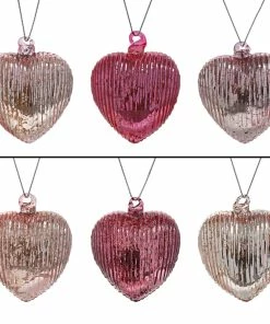 Budget 🛒 Traditions Heartfelt Striped Ornaments Set/6 🧨