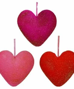 Discount ⭐ Traditions Small Flocked Hanging Hearts Set/3 😀