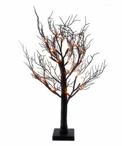 Wholesale 🌟 Traditions Orange LED Black Glittered Tabletop Tree ✨