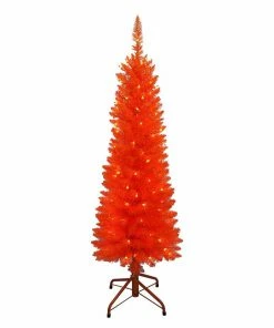 Promo 🎉 Traditions 4 Foot Pre-Lit Orange Slim Tree 🌟