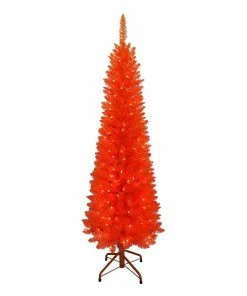 Best deal 💯 Traditions 5 Foot Pre-Lit Orange Slim Tree ⭐
