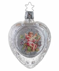 Flash Sale 👏 Traditions Cherub In Pink 👗 Dress On Vintage Holiday Heart Ornament 🥰