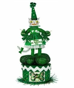 Flash Sale 🎁 St. Patrick's White Cat Girl On Green Box - Traditions Exclusive 😀