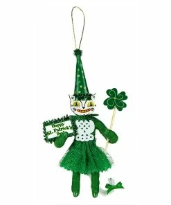 Promo 🎉 St. Patrick's White Cat Girl Ornament - Traditions Exclusive 🔔