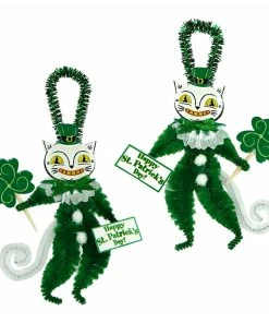 Best Pirce 🎉 St. Patrick's White Cat Chenille Ornaments Set/2 - Traditions Exclusive 😍