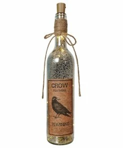 Best Sale ✔️ Traditions Crow Feathers LED Mercury Glass 🧛 Halloween Bottle 🌟