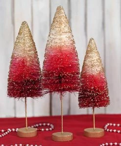 Cheapest 💯 Traditions Strawberries & Cream Bottle Brush Trees Set/3 👍 -Traditions Shop LC1535 display