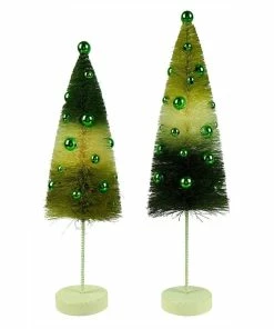 Best Sale 🤩 Traditions Green Tri-Colored Bottle Brush Trees Set/2 🌟