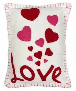 New 🔔 Traditions White "Love" Pillow With Red Hearts 😀