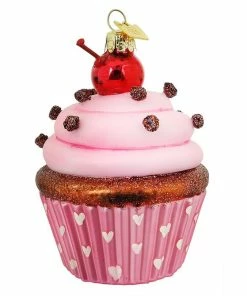 Promo ⭐ Traditions Pink Cupcake With Cherry On Top Ornament 🛒