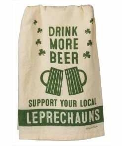 Promo 😍 Traditions Drink More Beer Support Leprechauns Dish Towel 🎁