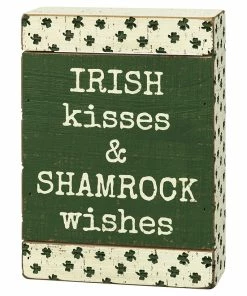 Budget ⭐ Traditions Irish Kisses & Shamrock Wishes Slat Box Sign ✨