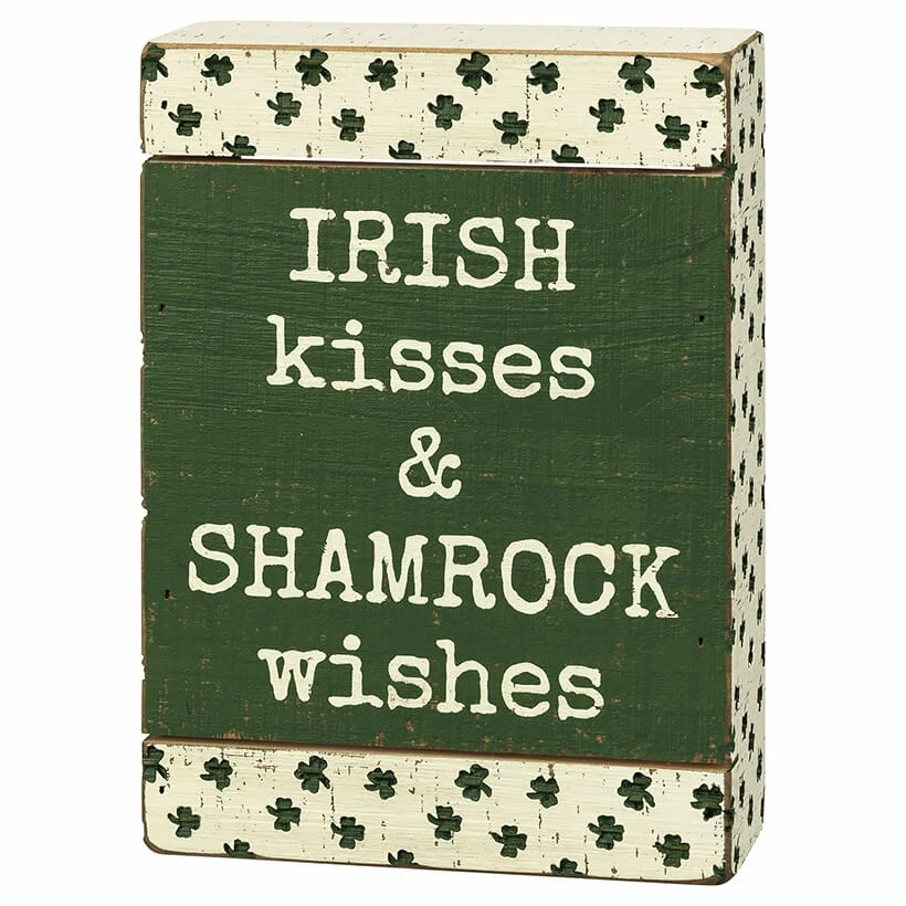 Budget ⭐ Traditions Irish Kisses & Shamrock Wishes Slat Box Sign ✨ 3 Budget ⭐ Traditions Irish Kisses & Shamrock Wishes Slat Box Sign ✨