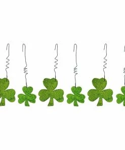 Deals 👍 Traditions Green Glittered Shamrock Ornaments Set/6 🛒