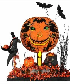 Promo 👍 Traditions Vintage Green Eyes Pumpkin Display 🥰