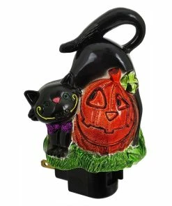 Coupon ❤️ Traditions Cat On Pumpkin Night Light 🔔