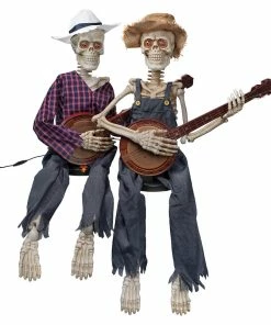Best deal 👍 Traditions Electric Lighted Animated Skeleton Shelf Sitters Banjo Band Set/2 🔔