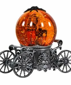 Hot Sale 🤩 Traditions Lighted 🧛 Halloween Skeleton & Black Cat Spinning Water Globe Carriage ✔️