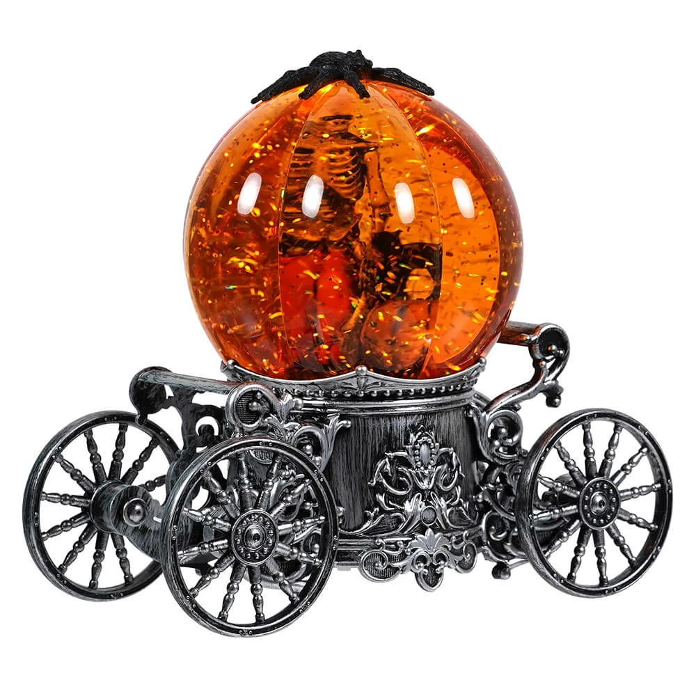 Hot Sale ???? Traditions Lighted ???? Halloween Skeleton & Black Cat Spinning Water Globe Carriage ✔️ 3 Hot Sale ???? Traditions Lighted ???? Halloween Skeleton & Black Cat Spinning Water Globe Carriage ✔️