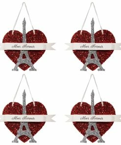 Wholesale 🎁 Traditions Eiffel Tower Red Heart Ornaments Set/4 ✔️
