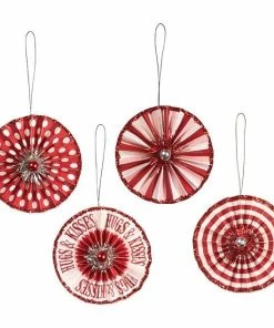 New ⌛ Traditions Valentine Rosette Ornaments Set/4 🤩