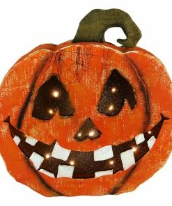 New 😀 Traditions Lighted Wood Pumpkin 🎁